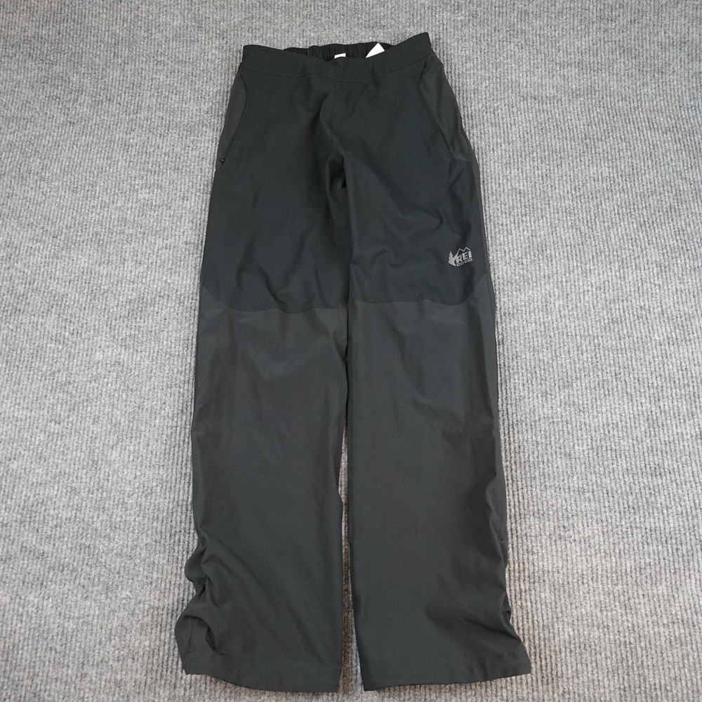 REI Co-op E1 Elements Rain Pants Mens Small Black Water Resistant Hiking Stretch